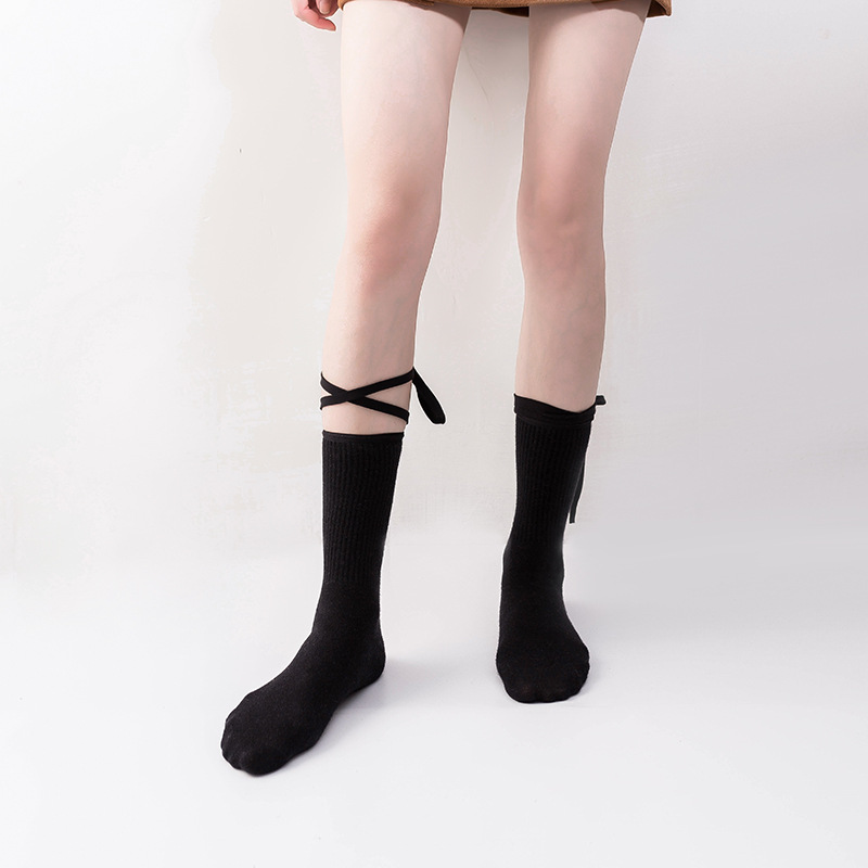 Strap Socks Female Korean Ins Japanese Personality Cross Straps Calf High Socks In Tube Socks Lilota